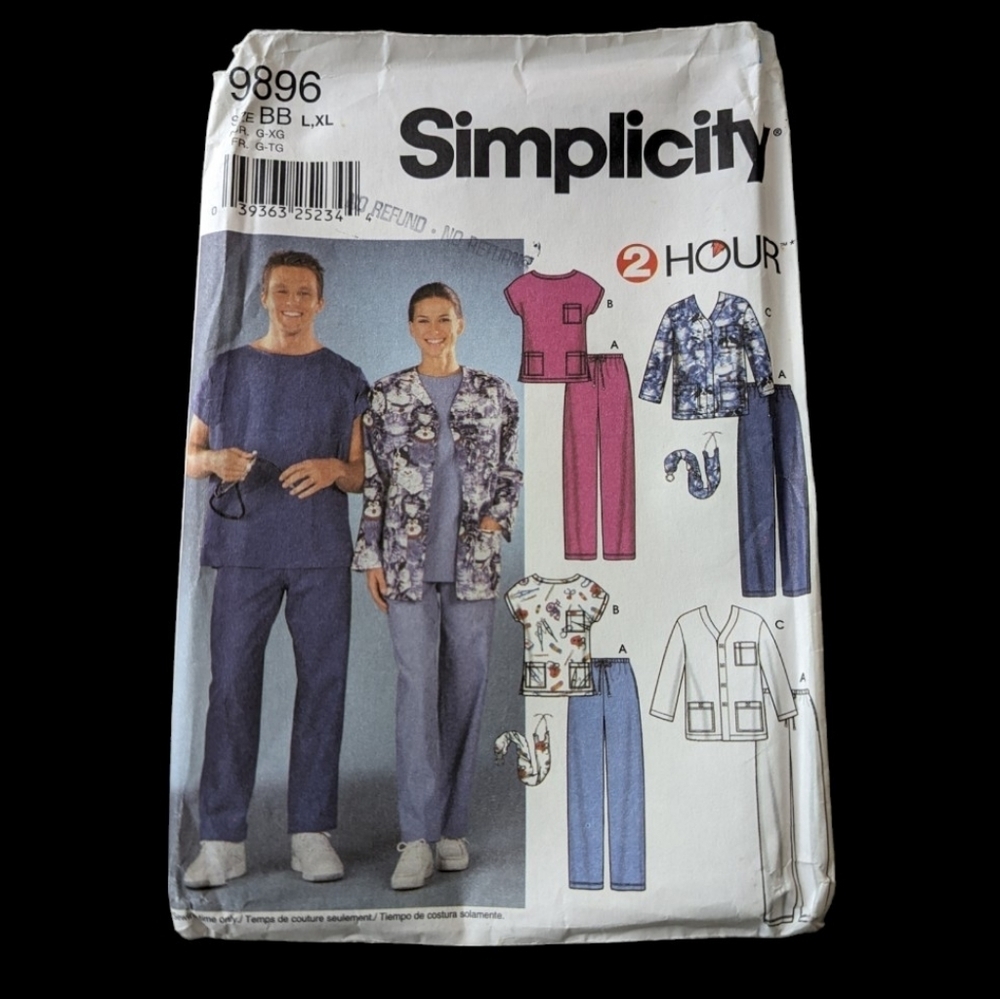 Simplicity sewing pattern 9896 Size L and XLarge Uniforms